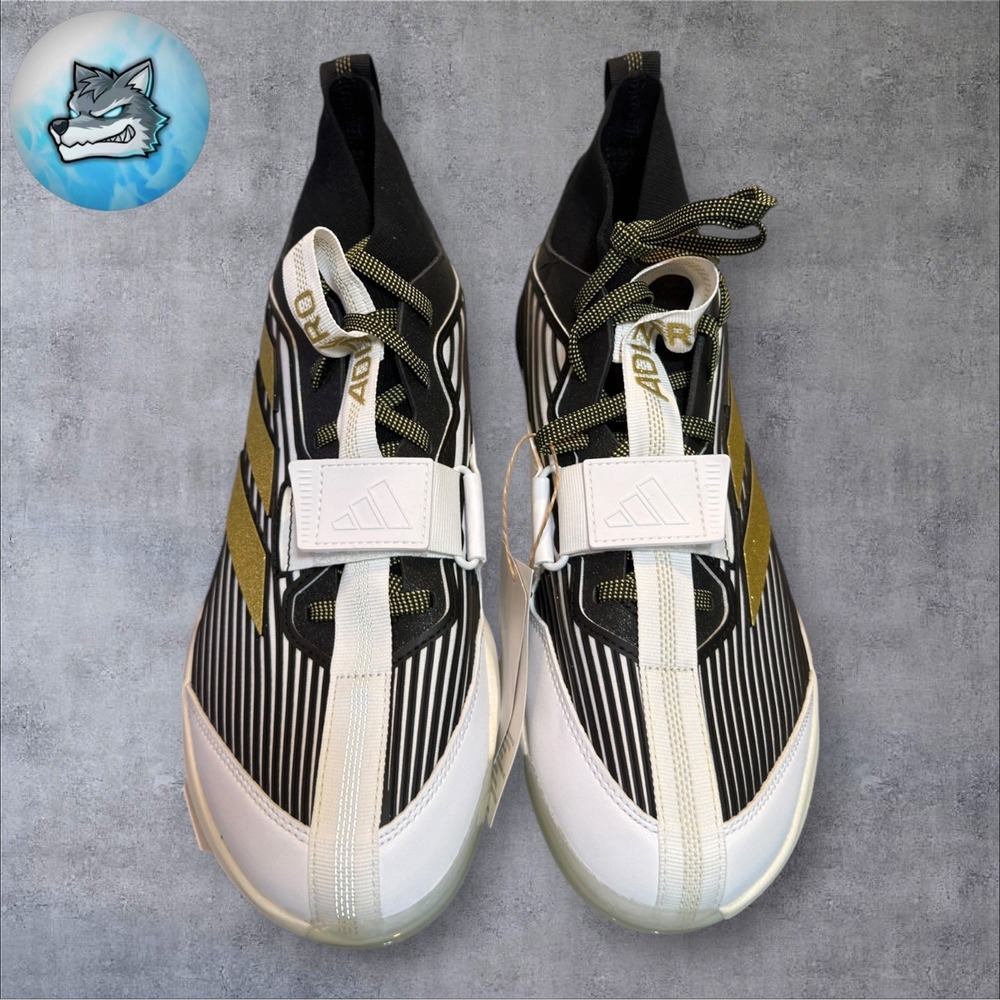 adidas Adizero Edge+ Cleats 'Core Black/Gold Metallic JQ7464 Men's Size 9.5 - Picture 4 of 5